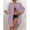 imageBsubseach Womens Modern Swimsuit Cover Up Blouse Button Down Shirt Dresses TopsLight Purple