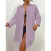 imageBsubseach Womens Modern Swimsuit Cover Up Blouse Button Down Shirt Dresses TopsLight Purple
