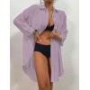 imageBsubseach Womens Modern Swimsuit Cover Up Blouse Button Down Shirt Dresses TopsLight Purple