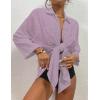 imageBsubseach Womens Modern Swimsuit Cover Up Blouse Button Down Shirt Dresses TopsLight Purple