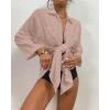 imageBsubseach Womens Modern Swimsuit Cover Up Blouse Button Down Shirt Dresses TopsMuted Pink