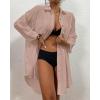 imageBsubseach Womens Modern Swimsuit Cover Up Blouse Button Down Shirt Dresses TopsMuted Pink