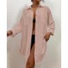 imageBsubseach Womens Modern Swimsuit Cover Up Blouse Button Down Shirt Dresses TopsMuted Pink