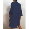 imageBsubseach Womens Modern Swimsuit Cover Up Blouse Button Down Shirt Dresses TopsNavy Blue