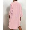 imageBsubseach Womens Modern Swimsuit Cover Up Blouse Button Down Shirt Dresses TopsPink