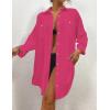 imageBsubseach Womens Modern Swimsuit Cover Up Blouse Button Down Shirt Dresses TopsRose Red