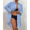 imageBsubseach Womens Modern Swimsuit Cover Up Blouse Button Down Shirt Dresses TopsSky Blue