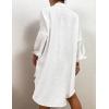 imageBsubseach Womens Modern Swimsuit Cover Up Blouse Button Down Shirt Dresses TopsWhite