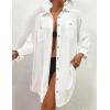 imageBsubseach Womens Modern Swimsuit Cover Up Blouse Button Down Shirt Dresses TopsWhite
