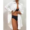 imageBsubseach Womens Modern Swimsuit Cover Up Blouse Button Down Shirt Dresses TopsWhite