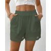 imageBsubseach Womens Shorts for Women Casual Elastic Waisted 2025 Cotton Trendy Comfy Summer Shorts with PocketsArmy Green
