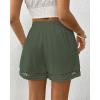 imageBsubseach Womens Shorts for Women Casual Elastic Waisted 2025 Cotton Trendy Comfy Summer Shorts with PocketsArmy Green