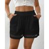 imageBsubseach Womens Shorts for Women Casual Elastic Waisted 2025 Cotton Trendy Comfy Summer Shorts with PocketsBlack