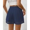 imageBsubseach Womens Shorts for Women Casual Elastic Waisted 2025 Cotton Trendy Comfy Summer Shorts with PocketsNavy Blue