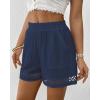 imageBsubseach Womens Shorts for Women Casual Elastic Waisted 2025 Cotton Trendy Comfy Summer Shorts with PocketsNavy Blue