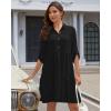 imageBsubseach Womens Summer 2025 Casual Midi Dresses Button Down 34 Sleeve Ruffle Dress Boho Beach Vacation SundressBlack