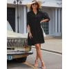 imageBsubseach Womens Summer 2025 Casual Midi Dresses Button Down 34 Sleeve Ruffle Dress Boho Beach Vacation SundressBlack