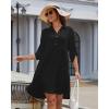 imageBsubseach Womens Summer 2025 Casual Midi Dresses Button Down 34 Sleeve Ruffle Dress Boho Beach Vacation SundressBlack