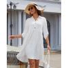 imageBsubseach Womens Summer 2025 Casual Midi Dresses Button Down 34 Sleeve Ruffle Dress Boho Beach Vacation SundressWhite