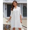 imageBsubseach Womens Summer 2025 Casual Midi Dresses Button Down 34 Sleeve Ruffle Dress Boho Beach Vacation SundressWhite