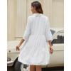 imageBsubseach Womens Summer 2025 Casual Midi Dresses Button Down 34 Sleeve Ruffle Dress Boho Beach Vacation SundressWhite