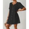 imageBsubseach Womens Swimsuit Cover Up Shirt Button Down Short Sleeve Bathing Suit Coverup Summer Beach DressBlack