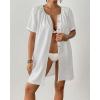 imageBsubseach Womens Swimsuit Cover Up Shirt Button Down Short Sleeve Bathing Suit Coverup Summer Beach DressWhite
