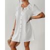 imageBsubseach Womens Swimsuit Cover Up Shirt Button Down Short Sleeve Bathing Suit Coverup Summer Beach DressWhite