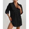 imageWomen Swimsuit Coverups V Neck Swiss Dot Beach Cover Ups Shirt Dress Summer Vacation Outfits with PocketBlack