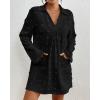 imageWomen Swimsuit Coverups V Neck Swiss Dot Beach Cover Ups Shirt Dress Summer Vacation Outfits with PocketBlack