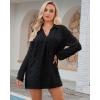imageWomen Swimsuit Coverups V Neck Swiss Dot Beach Cover Ups Shirt Dress Summer Vacation Outfits with PocketBlack