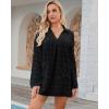 imageWomen Swimsuit Coverups V Neck Swiss Dot Beach Cover Ups Shirt Dress Summer Vacation Outfits with PocketBlack