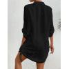 imageWomen Swimsuit Coverups V Neck Swiss Dot Beach Cover Ups Shirt Dress Summer Vacation Outfits with PocketButton Black