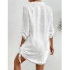 imageWomen Swimsuit Coverups V Neck Swiss Dot Beach Cover Ups Shirt Dress Summer Vacation Outfits with PocketButton White
