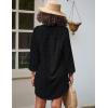 imageWomen Swimsuit Coverups V Neck Swiss Dot Beach Cover Ups Shirt Dress Summer Vacation Outfits with PocketLapel Black