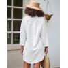 imageWomen Swimsuit Coverups V Neck Swiss Dot Beach Cover Ups Shirt Dress Summer Vacation Outfits with PocketLapel White