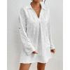 imageWomen Swimsuit Coverups V Neck Swiss Dot Beach Cover Ups Shirt Dress Summer Vacation Outfits with PocketWhite