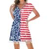 imageBsubseach American Flag Dresses for Women Short Sleeve Beach Cover Up Patriotic Midi Dress 4th of July Beach DressStriped Star