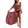 imageBsubseach Beach Coverup Women Bathing Suit Tie Front Long Coverups Lace Kimonos Sexy Swimsuit Resort Wear Vacation EssentialsIrust Red