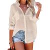 imageBsubseach Button Down Swim Cover Up Shirt Sexy Long Sleeve Beach Blouse Bathing Suit Cover Ups for WomenApricot