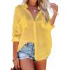 imageBsubseach Button Down Swim Cover Up Shirt Sexy Long Sleeve Beach Blouse Bathing Suit Cover Ups for WomenYellow