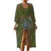 imageBsubseach Kimonos for Women Lace Sexy Swimsuit Cover Ups Open Front Beach Robe Summer CardiganDarmy Green