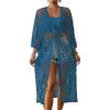 imageBsubseach Kimonos for Women Lace Sexy Swimsuit Cover Ups Open Front Beach Robe Summer CardiganDdark Blue