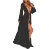 imageBsubseach Lace Long Sleeve Beach Kimono Cover Up for Women Bikini Swimsuit Cover Ups Swimwear CardiganBlack