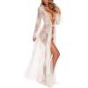 imageBsubseach Lace Long Sleeve Beach Kimono Cover Up for Women Bikini Swimsuit Cover Ups Swimwear CardiganWhite