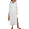 imageBsubseach Swimsuit Cover Ups for Women Long Sleeve Shirt Cover Up Dress Beach Vacation Clothes Sundresses Resort WearWhite