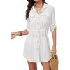 imageBsubseach Swimsuit Coverup Shirt Dress Beach Vacation Clothes for Women Button Down Cover Ups Resort WearWhite