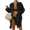 imageBsubseach Swimsuit Coverup for Women 2025 Button Down Linen Beach Shirt Dress Bathing Suit Cover Ups Cruise OutfitsBlack