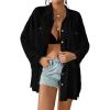 imageBsubseach Swimsuit Coverup for Women 2025 Button Down Linen Beach Shirt Dress Bathing Suit Cover Ups Cruise OutfitsBlack2