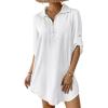 imageBsubseach Swimsuit Coverup for Women 34 Sleeve Bathing Suit Cover Up Polo Shirt Beach Dress Vacation OutfitsWhite